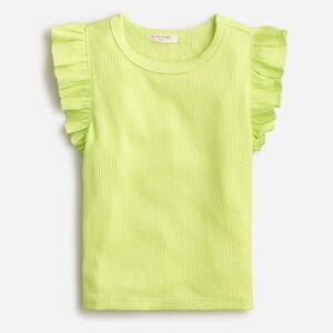 Crewcuts Flutter-Sleeve Vintage Rib Tank Top in Neon Daffodil NWOT